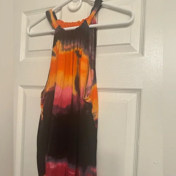 Express Orange Pink Tie-Dye Romper - Picture 3 of 13